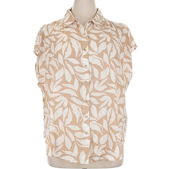 NWT Torrid Crinkle Gauze Dolman Top in tan and white leaf print Size 1X - Picture 2 of 7